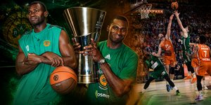 Ο Ρομέιν Σάτο με το τρόπαιο της Euroleague που κατέκτησε με τη φανέλα του Παναθηναϊκού