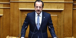 Ο πρόεδρος της Κύπρου, Νίκος Χριστοδουλίδης, στο βήμα της Βουλής