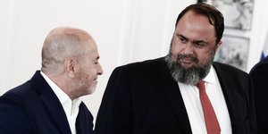 Ο Γιάννης Αλαφούζος και ο Βαγγέλης Μαρινάκης