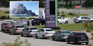 Ουρές αυτοκινήσεων σε πρατήριο καυσίμων στην Κριμαία, μετά από ουκρανικά πλήγματα σε ενεργειακές υποδομές