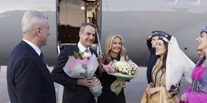 Υποδοχή σε Κυριάκο Μητσοτάκη και Μαρέβα στην Αγκυρα