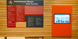 Διαδραστικό έκθεμα για την Ανακύκλωση Νερού της έκθεσης "Κλιματική Αλλαγή και εμείς", που υλοποιήθηκε στο πλαίσιο της συνεργασίας μεταξύ της ΕΥΔΑΠ και του Εθνικού Μουσείου Φυσικής Ιστορίας Γουλανδρή, Πηγή: Αρχείο ΕΥΔΑΠ