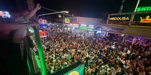 English fans are celebrating in Laganas