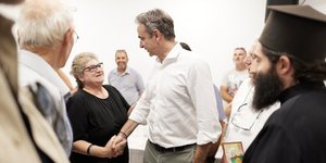 Ο Κυριάκος Μητσοτάκης στο Αγαθονήσι