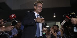 Ο Κυριάκος Μητσοτάκης στα επινίκια των εκλογών της 7ης Ιουλίου του 2019