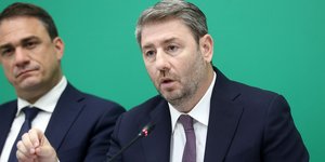 Ο πρόεδρος του ΠΑΣΟΚ, Νίκος Ανδρουλάκης, σε συνέντευξη Τύπου