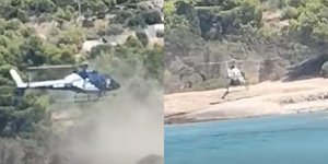 Προσγείωση ελικοπτέρου σε παραλία στις Σπέτσες