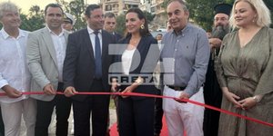 Στα εγκαίνια του έργου στη Μαρίνα Αγίου Νικολάου η Όλγα Κεφαλογιάννη