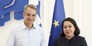 Ο Κυριάκος Μητσοτάκης με την Κάρολιν Ροντρίγκες-Μπίρκετ 