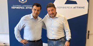 Ο Νίκος Χαρδαλιάς με τον δήμαρχο Ύδρας Γιώργο Κουκουδάκη