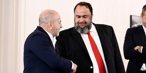 Ο Γιάννης Αλαφούζος με τον Βαγγέλη Μαρινάκη