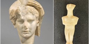 Μαρμάρινη ανδρική κεφαλή / Μαρμάρινο Κυκλαδικο ειδώλιο 