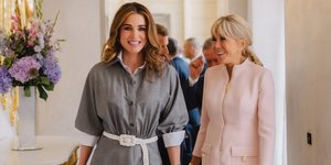 Η βασίλισσα Ράνια της Ιορδανίας και η Μπριζίτ Μακρόν στο Μέγαρο των Ηλυσίων
