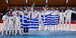 Η εθνική Ελλάδος με το ασημένιο των Μεσογειακών Αγώνων