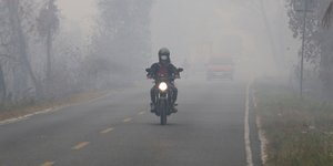 Πυκνή τοξική αιθαλομίχλη έχει καλύψει περιοχές της Ινδονησίας λόγω δασικών πυρκαγιών