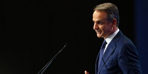 Ο Κυριάκος Μητσοτάκης στο βήμα της ΔΕΘ