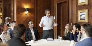 Ο Κυριάκος Μητσοτάκης στη συζήτηση στην εταιρεία General Catalyst