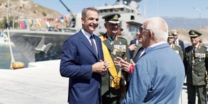 Ο πρωθυπουργός Κυριάκος Μητσοτάκης στις εκδηλώσεις για την 83η επέτειο απελευθέρωσης του Καστελόριζου 