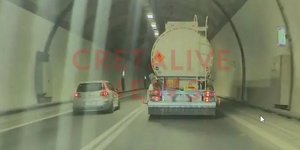Επικίνδυνη προσπέραση μέσα σε τούνελ στην Κρήτη