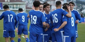 Οι παίκτες της Εθνικής Ελπίδων πανηγυρίζουν / EUROKINISSI / ΠΡΑΓΙΑΝΝΗΣ ΓΙΑΝΝΗΣ