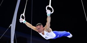 Ο Λευτέρης Πετρούνιας κατά τη διάρκεια αγώνα του στους κρίκους