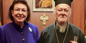 H υπουργός Πολιτισμού Λίνα Μενδώνη με τον Οικουμενικό Πατριάρχη Βαρθολομαίο