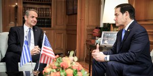 Ο πρωθυπουργός Κυριάκος Μητσοτάκης με τον Αμερικανό ΥΠΕΞ Μάρκο Ρούμπιο 