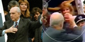Το διάσημο νεύμα του Αντρέα Παπαντρέου στην Δήμητρα Λιάνη, στην σκάλα του αεροπλάνου το 1988