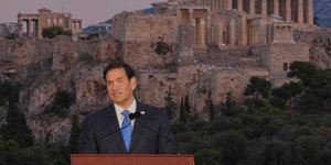 Ο υπουργός Εξωτερικών των ΗΠA, Μάρκο Ρούμπιο στην ομιλία του στην Πνύκα