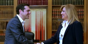 Ο Αλέξης Τσίπρας και η Φώφη Γεννηματά στο Μαξίμου / Φωτογραφία eurokinissi