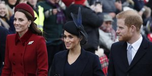 Η Μέγκαν Μαρκλ με την Κέιτ Μίντλετον και τον πρίγκιπα Χάρι /Φωτογραφία: AP