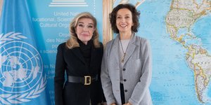 H Μαριάννα Β. Βαρδινογιάννη με την Γενική Διευθύντρια της UNESCO
