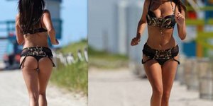 Η Κλαούντια Ρομάνι τρέχει στην παραλία με μικροσκοπικό μπικίνι [εικόνες]