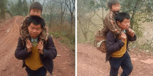 Ο πατέρας της χρονιάς: Κουβαλάει 28 χλμ κάθε μέρα το παιδί του που έχει κινητικό