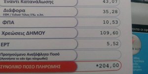Απίστευτο: Από τα 204 ευρώ σε λογαριασμό της ΔΕΗ τα 109 πάνε στον Δήμο!