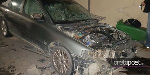 Ζημιές από την έκρηξη σε ΙΧ/ Φωτογραφία: cretapost