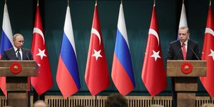  Συνάντηση του Ερντογάν με τον Πούτιν στην Αγκυρα / Φωτογραφία: ΑΠΕ-ΜΠΕ EPA / MICHAEL KLIMENTYEV - SPUTNIK - KREMLIN POOL