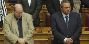 Ο Νίκος Φίλης με τον Πάνο Καμμένο/ Φωτογραφία: EUROKINISSI- ΧΡΗΣΤΟΣ ΜΠΟΝΗΣ