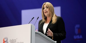 Η Φώφη Γεννηματά σε ομιλία της / Φωτογραφία: SOOC