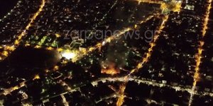 Drone καταγράφει τη φωτιά στο κτίριο του Πολεμικού Μουσείου στα Χανιά