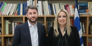 Ο Νίκος Ανδρουλάκης (αριστερά) και η Φώφη Γεννηματά (δεξιά) 