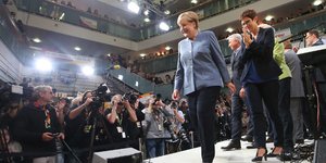 Η Ανγκελα Μέρκελ μετά το αποτέλεσμα των σημερινών εκλογών /Φωτογραφία: Getty 