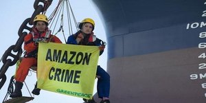 Οι «πράσινοι ακτιβιστές» κάνουν κατάληψη σε πλοίο τη Βραζιλία [Εικόνες]