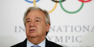 Ο Αντόνιο Γκουτέρες (Φωτογραφία: Florian Choblet/Pool Photo via AP)