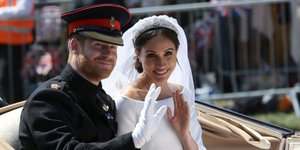 Στιγμιότυπο από το γάμο του πρίγκιπα Χάρι και της Μέγκαν Μαρκλ. Φωτογραφία: AP