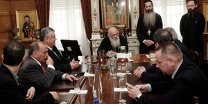 Τον Αρχιεπίσκοπο Ιερώνυμο επισκέφθηκαν πρόεδροι Λαϊκών Αγορών (Φωτογραφία: Eurokinissi/ΧΡΗΣΤΟΣ ΜΠΟΝΗΣ)