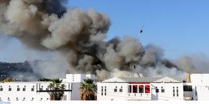 Η στιγμή που καιγόταν το Πανεπιστήμιο Κρήτης/ Φωτογραφία: Intime News