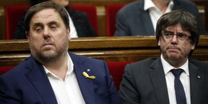 Ο Τζουνκέρας και ο Πουτζδεμόντ (Φωτογραφία: AP/ Manu Fernandez)