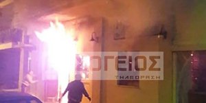 Φωτογραφία-ντοκουμέντο από τη στιγμή της έκρηξης στην ταβέρνα της Καλαμάτας -Φωτογραφία: Τηλεόραση «Μεσόγειος» 