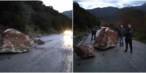 Πτώση βράχων στο οδικό δίκτυο Κλειτορίας-Τρίπολης λόγω βροχόπτωσης -Φωτογραφίες: kalavrytapress.gr